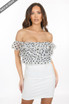 Organza Trim Off Shoulder Mini Dress