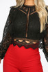 Lace Long Sleeves Mesh Crop Tops