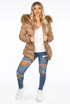 Fur Hood Puffer Jackets with Zipped Pockets