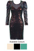 Sequin Puff Shoulders Midi Dress