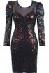 Sequin Puff Shoulders Midi Dress