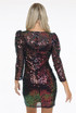 Sequin Puff Shoulders Midi Dress