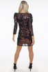 Sequin Puff Shoulders Midi Dress