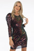 Sequin Puff Shoulders Midi Dress