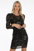 Sequin Puff Shoulders Midi Dress