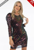 Sequin Puff Shoulders Midi Dress