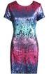Multicolour Sequin Short Sleeves Dress