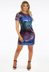 Multicolour Sequin Short Sleeves Dress