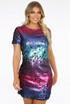 Multicolour Sequin Short Sleeves Dress