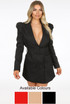 Puff Shoulders Belted Blazer Dress