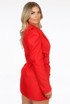 Puff Shoulders Belted Blazer Dress