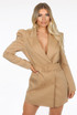 Puff Shoulders Belted Blazer Dress