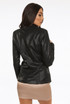 Faux Leather Golden Button Double Breast Blazer 