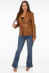 Faux Leather Golden Button Double Breast Blazer 
