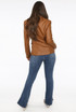 Faux Leather Golden Button Double Breast Blazer 