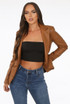 Faux Leather Golden Button Double Breast Blazer 