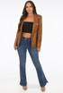 Faux Leather Golden Button Double Breast Blazer 