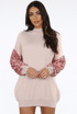Sequin Sleeves Ribbed Jumper Dress