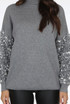 Sequin Sleeves Ribbed Jumper Dress