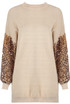 Sequin Sleeves Ribbed Jumper Dress