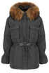 Natural Fur Hood Tie Up Parka Coat