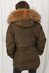 Natural Fur Hood Tie Up Parka Coat