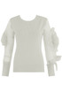 Flower Trim Mesh Sleeve Round Neck Jumper