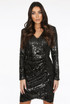 Pleated Sequin Wrap Dress