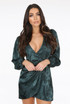 Satin Floral Textured Buckle Up Wrap Dress