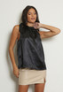 Satin Front Tie Up High Neck Top Satin Front Tie Up High Neck Top
