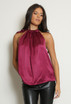 Satin Front Tie Up High Neck Top Satin Front Tie Up High Neck Top