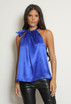 Satin Front Tie Up High Neck Top Satin Front Tie Up High Neck Top