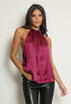 Satin Front Tie Up High Neck Top Satin Front Tie Up High Neck Top