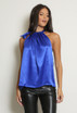 Satin Front Tie Up High Neck Top Satin Front Tie Up High Neck Top
