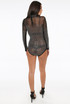 Black Studded Mock Neck Mesh Bodysuit