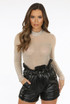 Black Studded Mock Neck Mesh Bodysuit