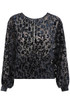 Animal Print Velvet Embroidery Mesh Blouse