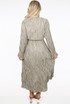 Metallic Stripe Print Wrap Midi Dress