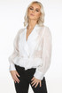 Pearl Button Trim Wrap Up Blouse