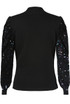 Sequin Sleeves High Neck Ribbed Jumper