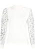 Sequin Sleeves High Neck Ribbed Jumper