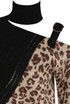Contrast Animal Print Cut Out High Neck Knitted Jumper