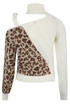 Contrast Animal Print Cut Out High Neck Knitted Jumper