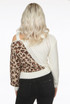 Contrast Animal Print Cut Out High Neck Knitted Jumper