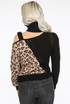 Contrast Animal Print Cut Out High Neck Knitted Jumper