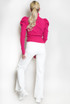 High Neck Puff Sleeve Ribbed Jumper