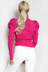 High Neck Puff Sleeve Ribbed Jumper