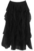 Contrast Lace Tulle Wavy Maxi Skirt