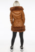 Camel Faux Leather Fur Trim Aviator Coat