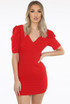 Low Neck Pleated Sleeve Shift Dress